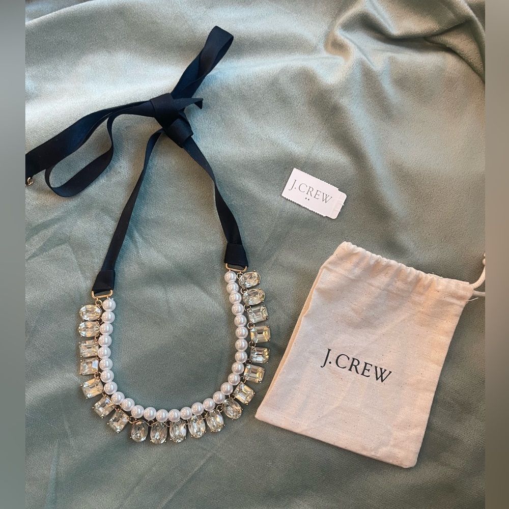 J.Crew Pearl and gemstone ribbon  Statement Necklace
